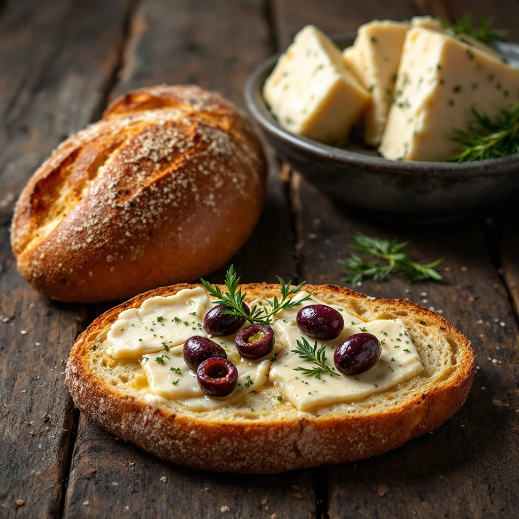 Homemade Bread with Olives and Cheese