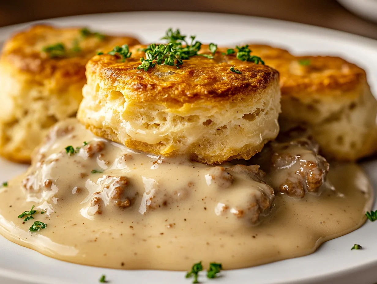 Sausage gravy and biscuits